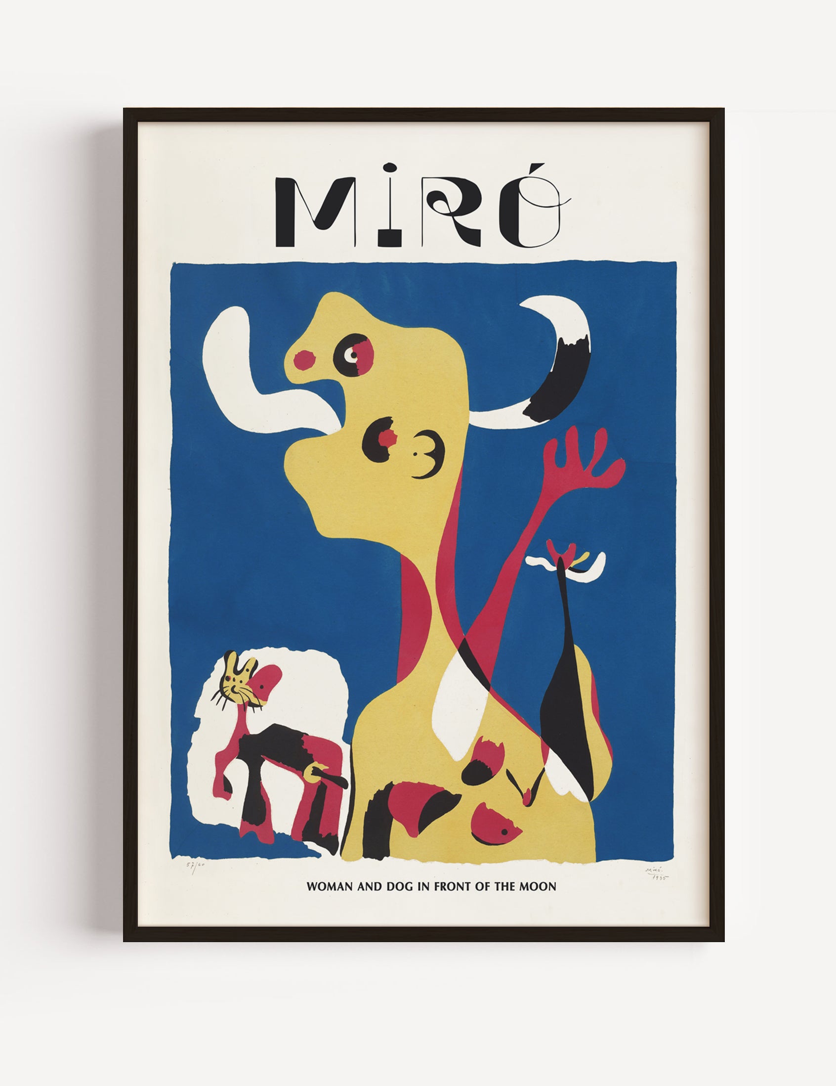 Woman and Dog in Front of the Moon by Joan Miró Poster