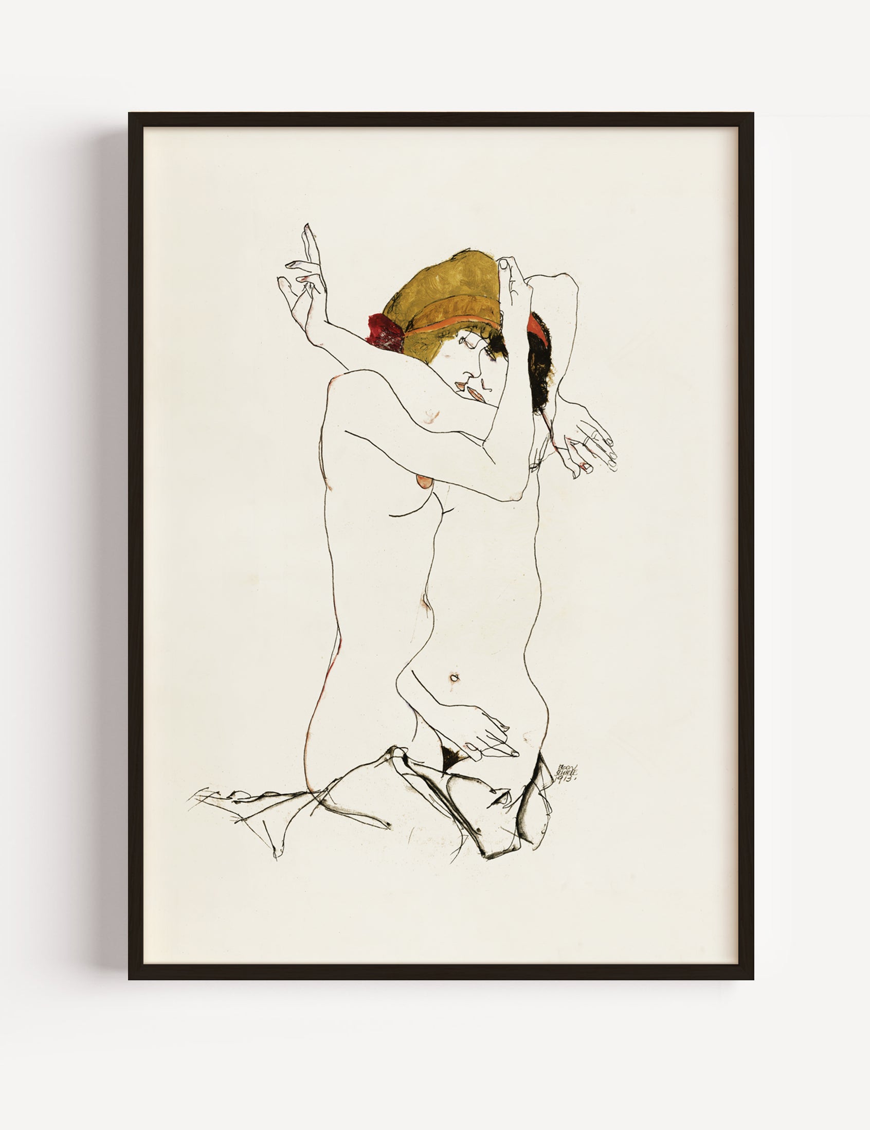 Two Women Embracing (1913) by gon Schiele poster