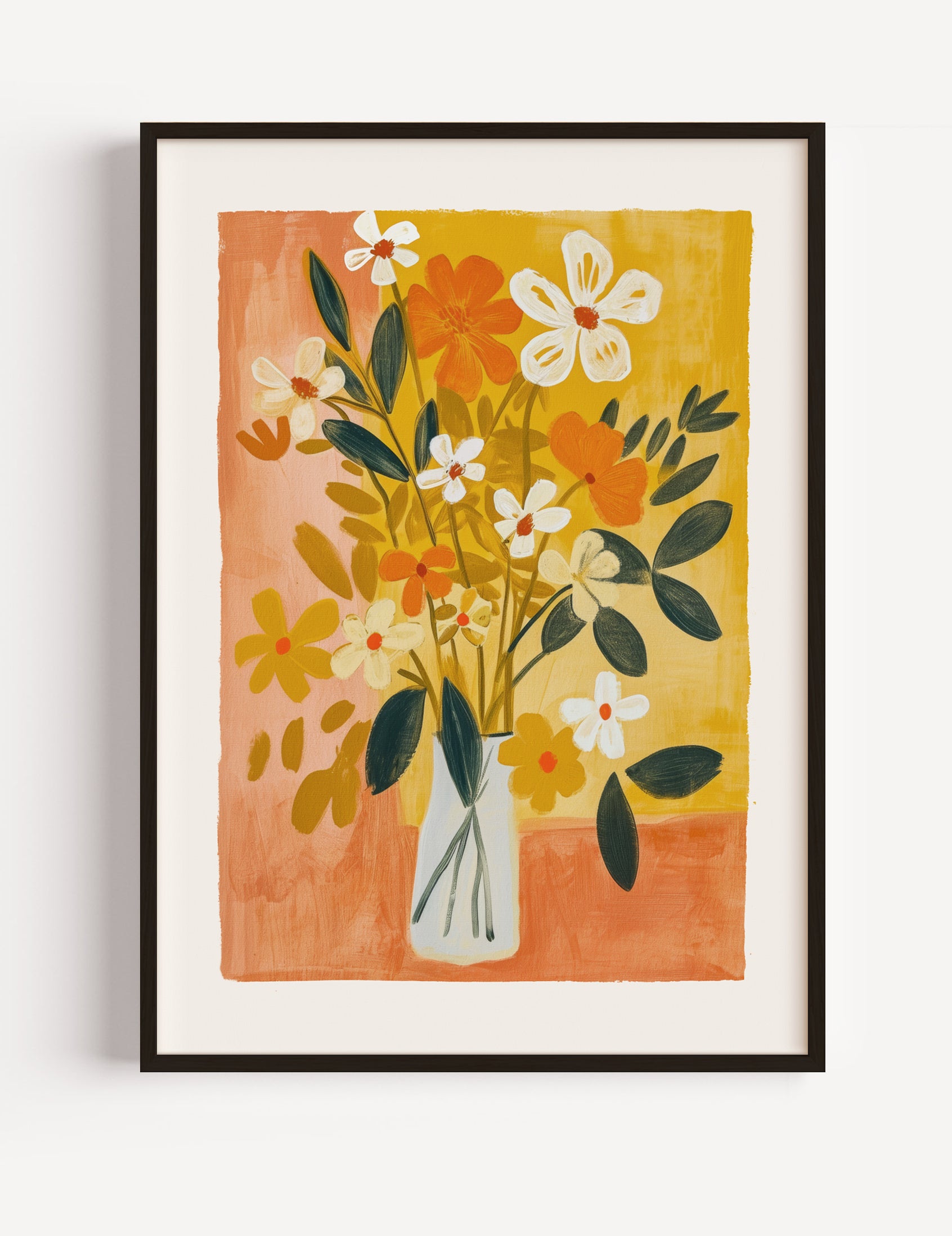Vase with Flowers in Orange Poster