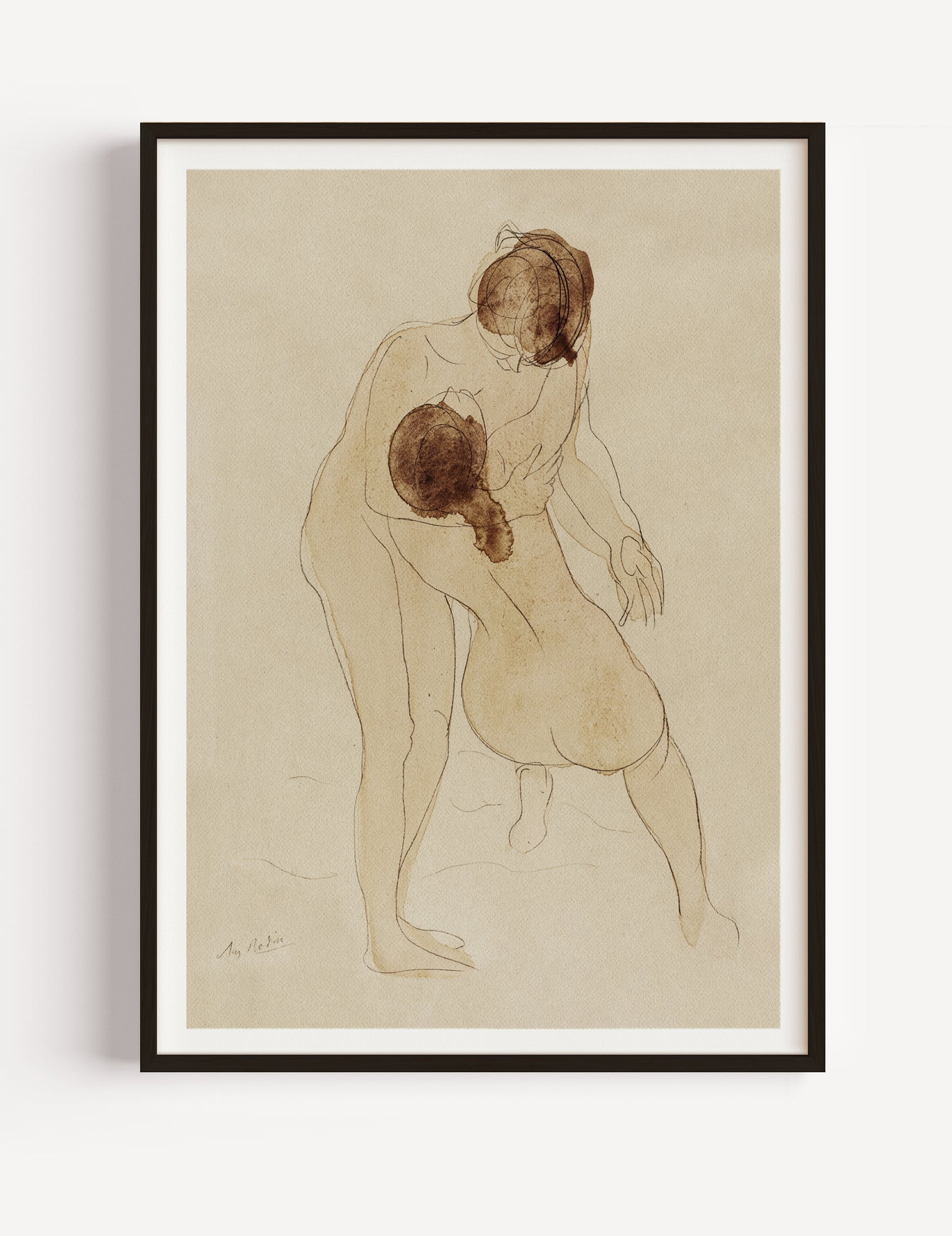 Study of two nude female figures by Auguste Rodin Poster