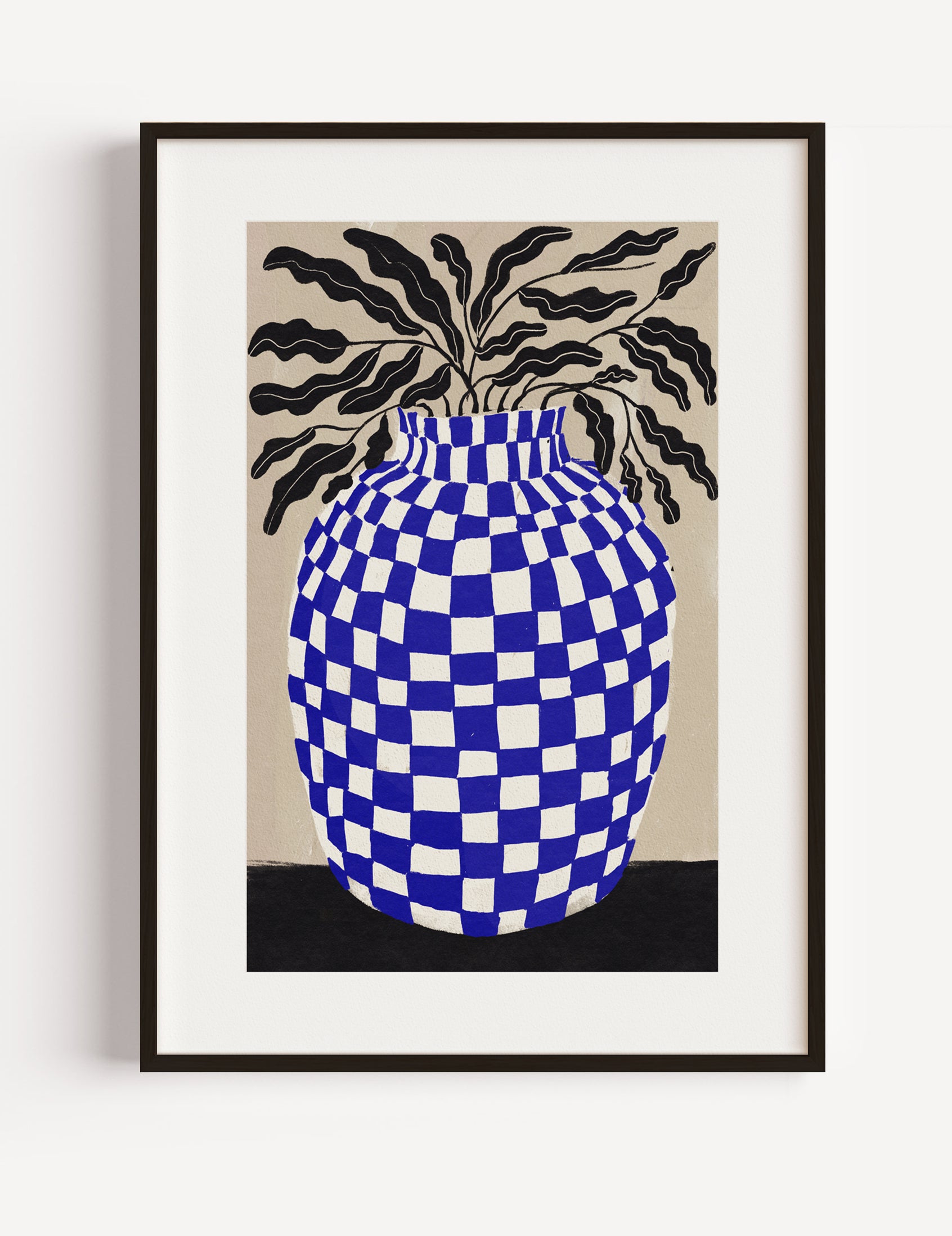 Checkered Blue Vase by Eliza Majcher Poster