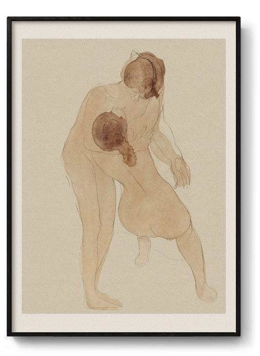 Study of two nude female figures by Auguste Rodin, Couple Art Poster