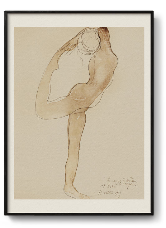 Nude female figure by Auguste Rodin II, Minimalist Art Poster