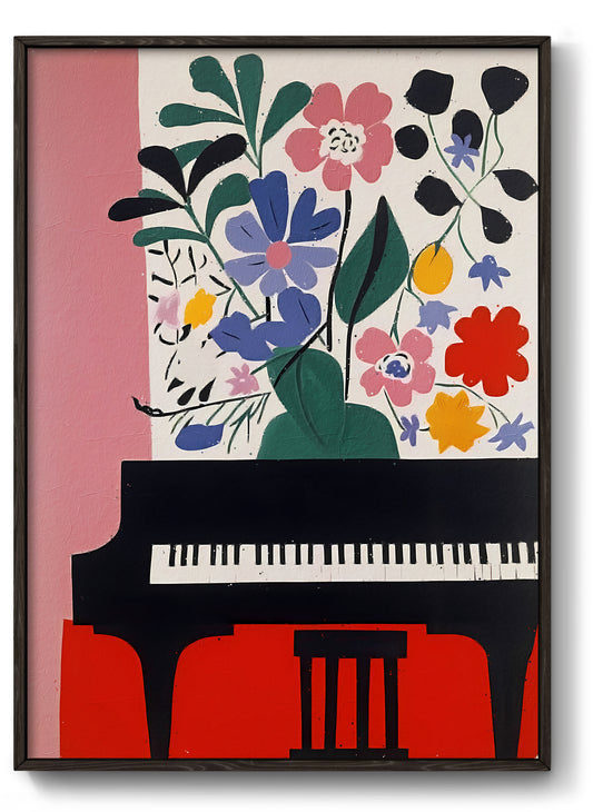 Piano with Flowers Poster Art by Studio Manufaktura