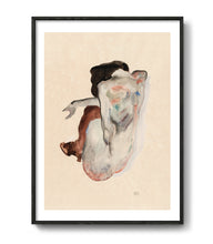 Load image into Gallery viewer, Naked lady in Shoes and Black Stockings  by Egon Schiele, 1912
